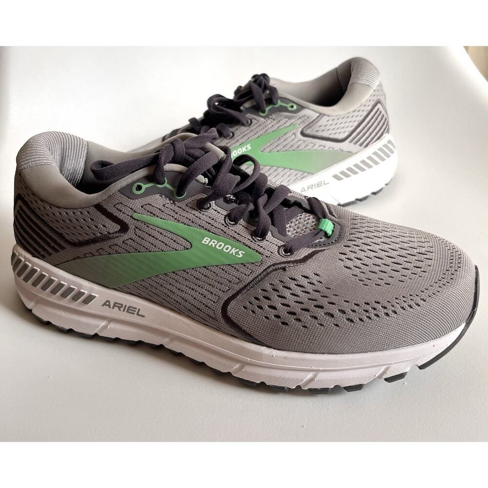 Brooks Ariel 20 Women's 8.5 D Wide Running Shoes Alloy/Blackened Pearl/Green New
